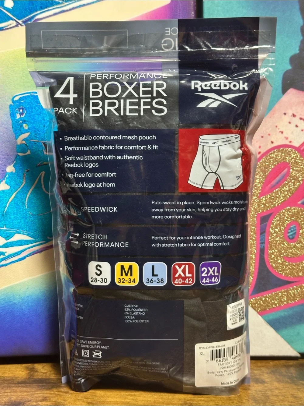 Reebok Men's Performance Boxer Briefs with Comfort Pouch (4 Pack) XL